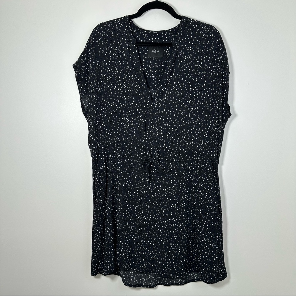Rails Jaylin Nova Celestial Black Tie Waist Short Sleeve Black Dress Size L
